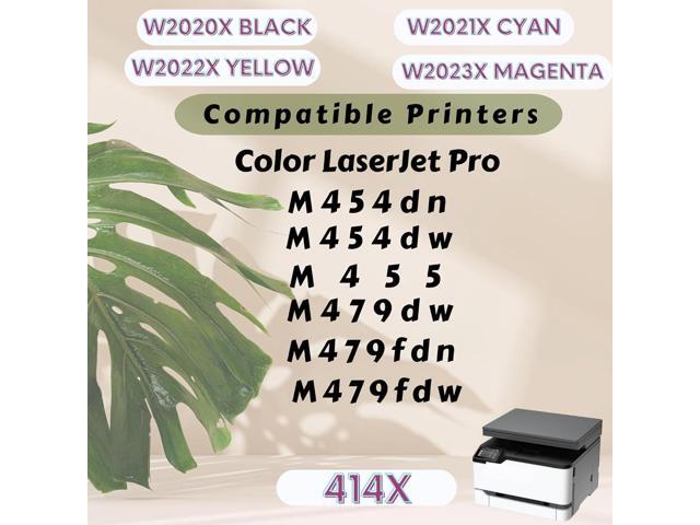 414X {With Chips} Complete Set of 4 Compatible Toner Cartridges ; Black W2020X Cyan W2021X Yellow W2022X Magenta W2023X High Capacity Version...