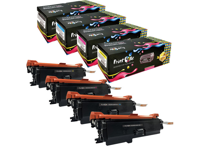 504X Compatible Set for HP CE250X CE251A CE252A CE253A ; 4 Toner Cartridges for Color Laserjet CP3525 CP3525N CP3525DN CP3525X CM3530 CM3530TS &...