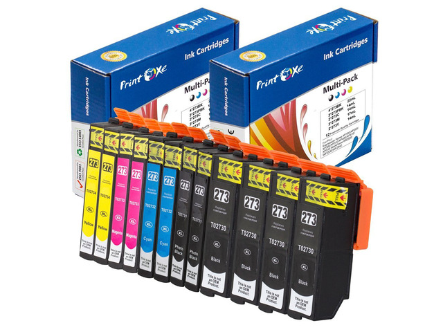 12 Ink Cartridges Epson T273 Compatible T273XL ; 4 BK T2730, 2 Photo Black T2731, 2 Cyan T2732, 2 Magenta T2733, & 2 Yellow T2734 Compatible...