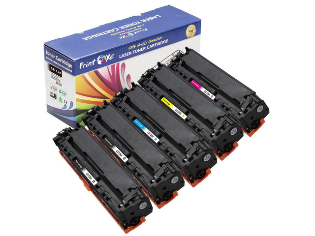 PrintOxe 128A Compatible Set plus Black of 5 Toners 2 Black- CE320A, 1 Cyan- CE321A, 1 Yellow- CE322A, & 1 Magenta- CE323A