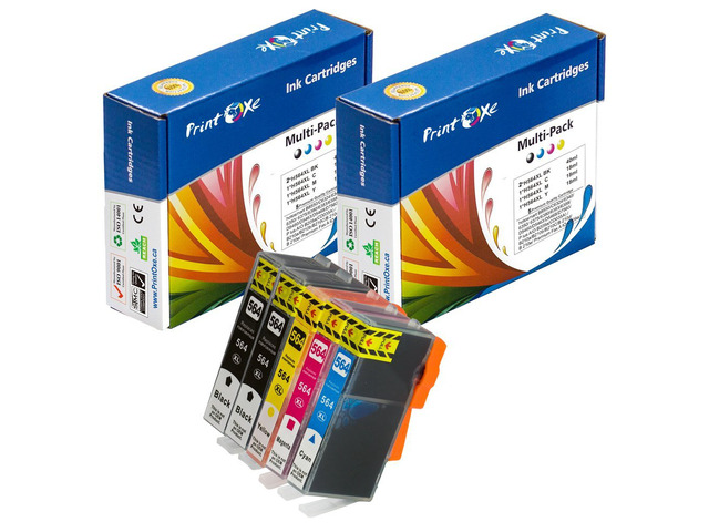 HP 564XL Compatible 5 Ink Cartridges with XL Chips (2 Black, 1 Cyan, 1 Magenta, & 1 Yellow) Without Photo Black