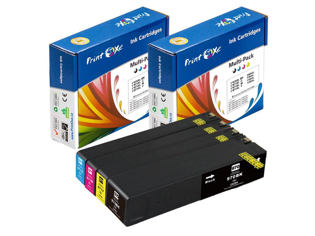 PrintOxe 970XL & 971XL Compatible Set High Yield Cartridges ; Black CN625AA, Cyan CN626AA, Magenta CN627AA, & Yellow CN628AA for HP OfficeJet...