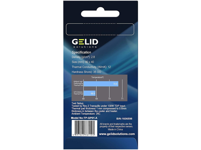 Gelid Solutions GP-Ultimate 15W-Thermal Pad 120x20x 0.5mm(2pcs). Excellent Heat Conduction, Ideal Gap Filler. Easy Installation - Pack 2 Pcs