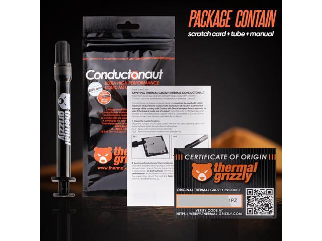Thermal Grizzly Conductonaut Thermal Grease - 1 Gram Set + 3 Applicators + Pads - Liquid Metal Thermal Paste for Cooling The CPU, GPU Value Pack