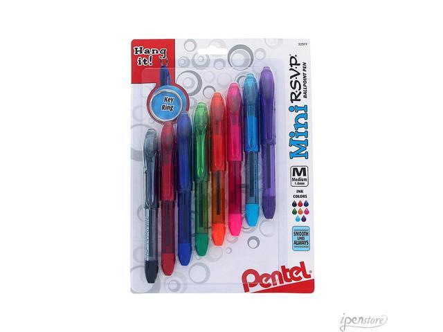 Pentel Mini Ballpoint Pen Medium Rubber Grip Nonrefillable 8/PK Ast BK91MNBP8M