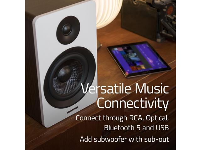 Fluance Ai61 Powered 2-Way 2.0 Stereo Bookshelf Speakers with 6.5 Drivers 120W Amplifier for Turntable TV PC and Bluetooth 5 Wireless Music Streaming - RCA Optical USB & Sub Out (White Walnut) - image 5