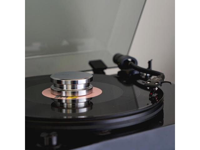 Fluance Cork Platter Mat and HiFi Vinyl Record Weight 760 gram Steel LP Disc Stabilizer Turntable Accessory with Protective Velvet Pad for...