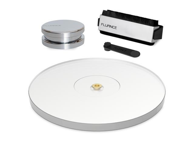 Fluance Vinyl Turntable and Record Accessory Kit With Record And Stylus Anti-Static Carbon Fiber Brushes, Frosted Acrylic Platter and Record Weight...