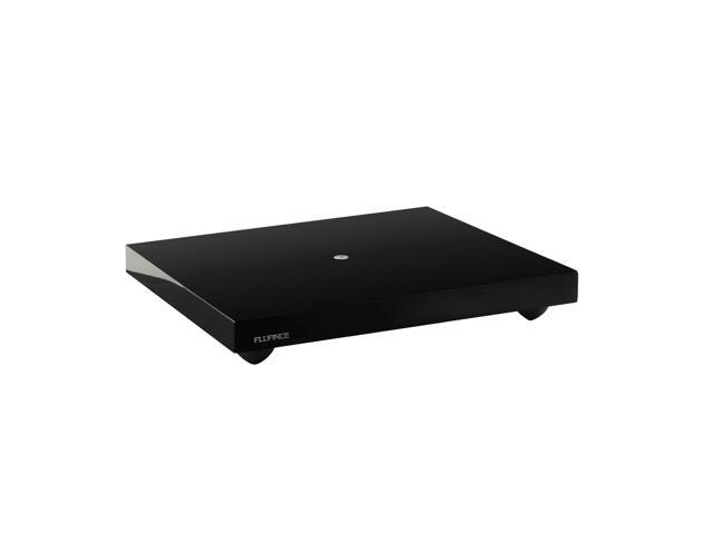 Fluance Turntable Isolation Base Anti-Vibration Wood Platform And HiFi Vinyl Record Weight Stabilizer with Rubberized Finish - Piano Black