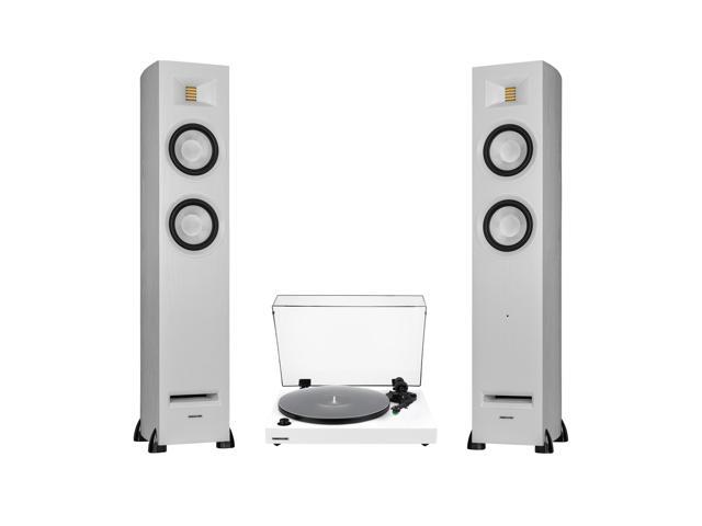 Fluance RT81+ Vinyl Turntable Record Player, Audio Technica VM95E Cartridge, Acrylic Mat and Ri91 Powered Floorstanding Speakers