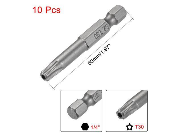 50mm Long 1/4' Hex Shank TS30 Torx Security Star Screwdriver Bits S2 High Alloy Steel 10pcs