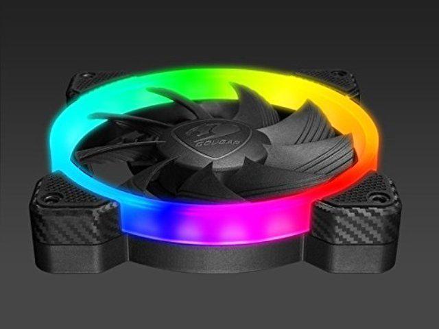 cougar hydraulic vortex rgb fcb 120 mm cooling fan with support for cougar core box