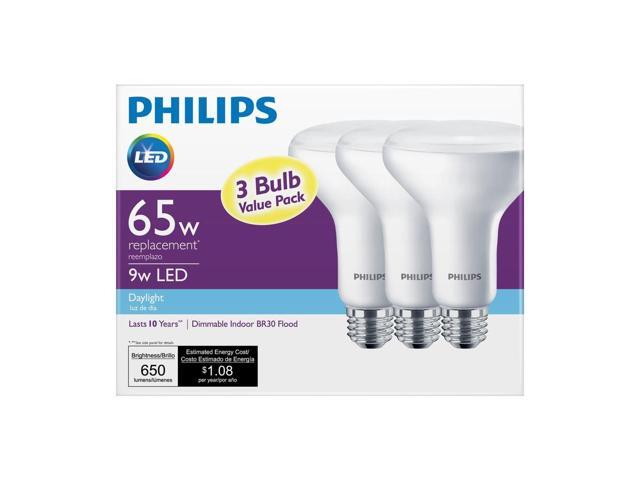 Philips 464180 65W Equivalent Daylight Dimmable BR30 LED Light Bulb (3 Pack)