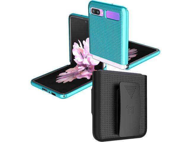 Teal Mint Cyan Case Cover and Belt Clip for Samsung Galaxy Z Flip 5G Phone