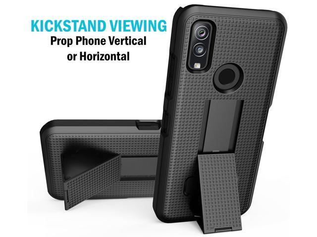 Black Grid Texture Slim Hard Case Cover with Kickstand for DuraSport 5G UW Phone