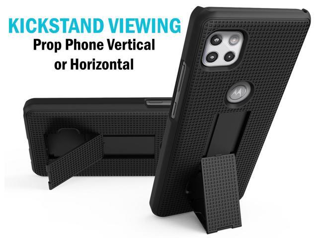 Black Case Cover and Belt Clip Holster for Motorola Moto One 5G ACE Phone XT2113