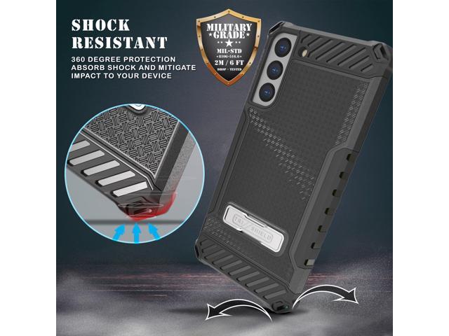 Black Rugged Case Cover Stand + Belt Clip Holster + Strap for Galaxy S22 Plus 5G