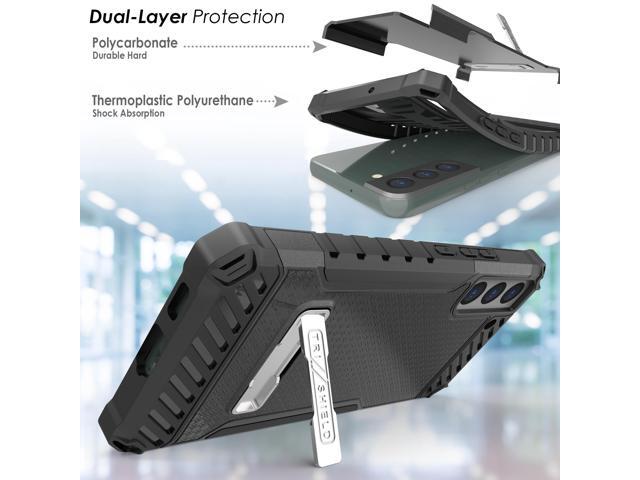 Black Rugged Case Cover Stand + Belt Clip Holster + Strap for Galaxy S22 Plus 5G