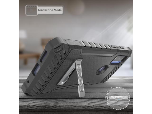 Rugged Black Case Cover Stand + Belt Clip + Strap for Moto G Pure / G Power 2022