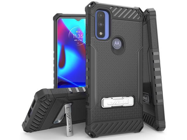 Black Anti-Shock Case Cover Kickstand and Strap for Moto G Pure / G Power 2022