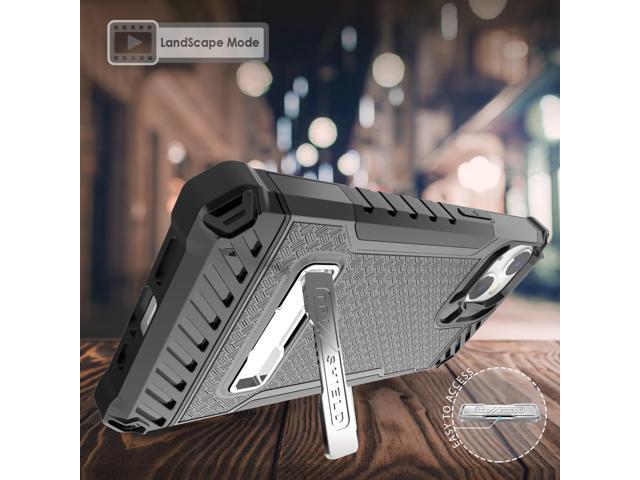 Black Rugged Case Cover with Stand + Belt Clip Holster + Strap for iPhone 13