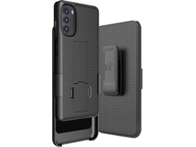 Black Hard Case Cover Stand and Belt Clip Holster for Moto G 5G (2022) XT2213