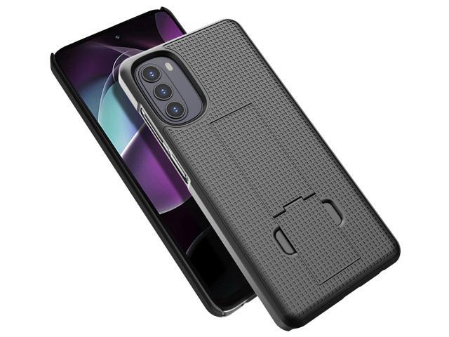 Black Grid Texture Slim Hard Case Cover Kickstand for Moto G 5G (2022) XT2213