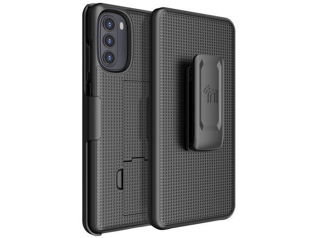 Black Hard Case Cover Stand and Belt Clip Holster for Moto G 5G (2022) XT2213