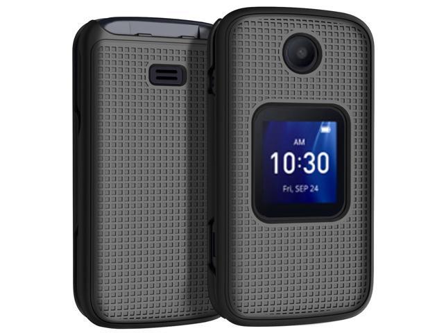 Black Grid Texture Hard Shell Case Cover for Alcatel Go Flip 4, TCL FLIP Pro
