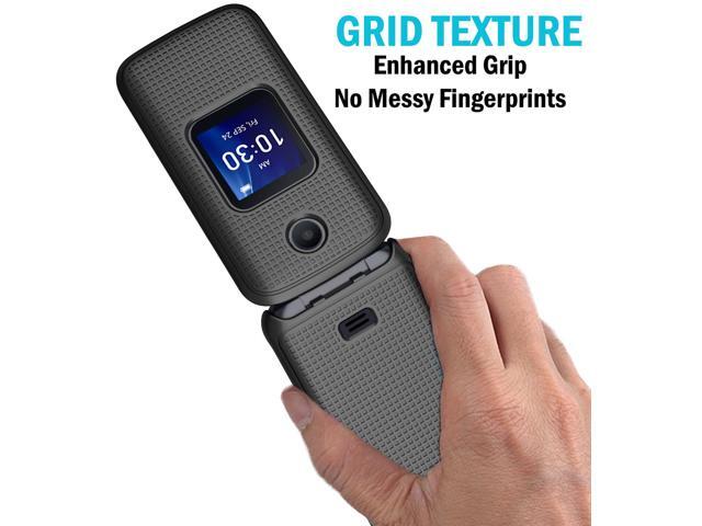 Black Grid Texture Hard Shell Case Cover for Alcatel Go Flip 4, TCL FLIP Pro