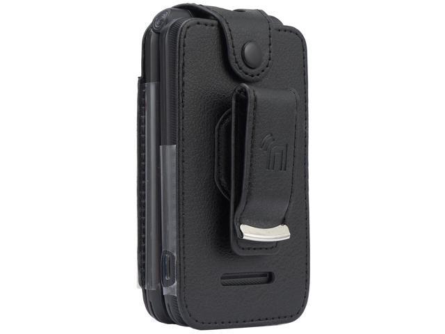 Black Vegan Leather Case Screen Protector Belt Clip for Schok Flip Phone (2022)