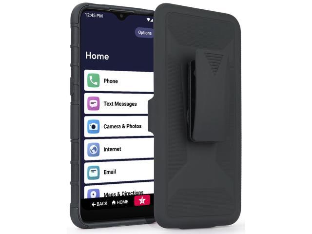 Black Rugged Case Stand and Belt Clip Holster for Lively Jitterbug Smart 3 Phone