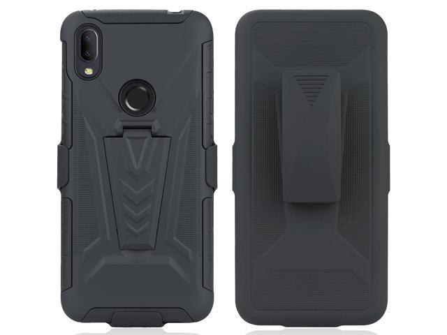 Black Rugged Case Stand and Belt Clip Holster for Lively Jitterbug Smart 3 Phone