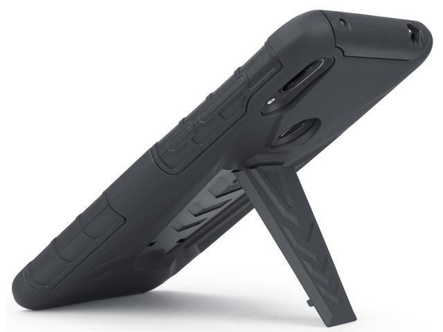 Black Rugged Case Stand and Belt Clip Holster for Lively Jitterbug Smart 3 Phone