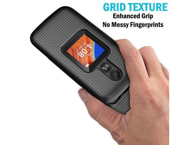 Black Grid Texture Hard Shell Case Cover for Alcatel TCL Flip 2 Phone (T408DL)