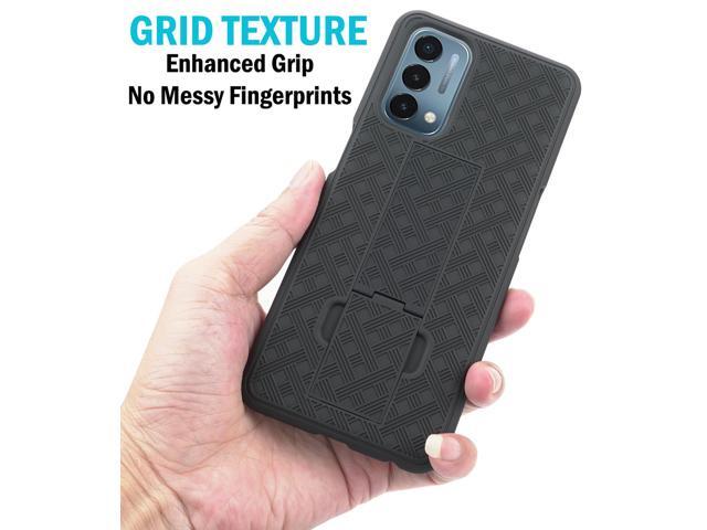 Black Hard Case Cover Stand and Belt Clip Holster for OnePlus Nord N200 5G Phone