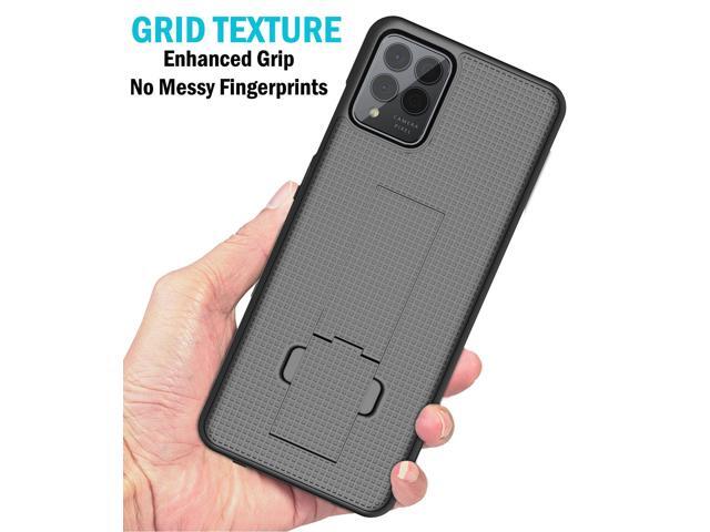 Black Grid Texture Slim Case Stand for T-Mobile REVVL 6 Pro 5G / REVVL 6X Pro