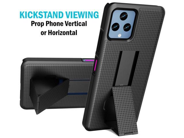 Black Grid Texture Slim Case Kickstand for T-Mobile REVVL 6 5G / REVVL 6X 5G