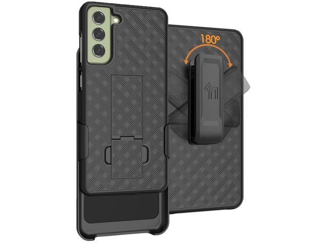 Black Hard Case Cover Stand Belt Clip Holster for Samsung Galaxy S21 FE Phone