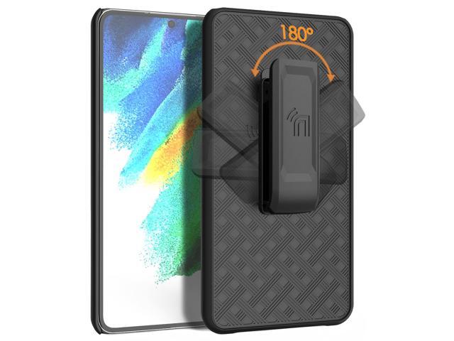 Black Hard Case Cover Stand Belt Clip Holster for Samsung Galaxy S21 FE Phone