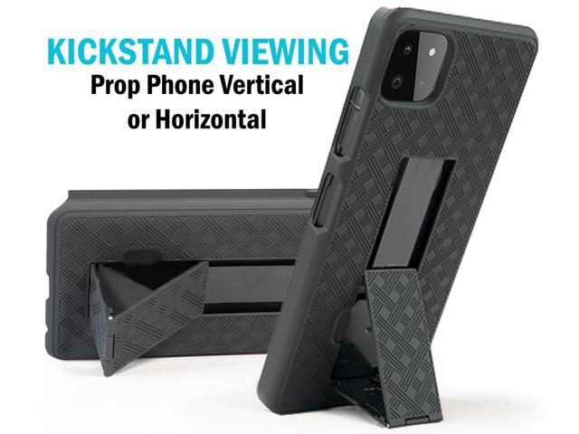 Black Case Kickstand Cover and Belt Clip Holster for Samsung Galaxy A22 5G
