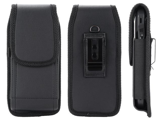 Black Leather Case Pouch Belt Loop Clip for Sonim XP10, DuraForce Ultra 5G
