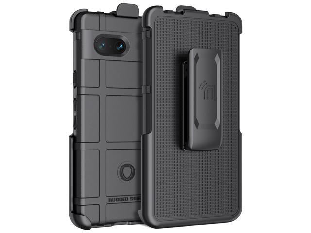 Black Rugged Case and Belt Clip Holster for Google Pixel 7A (2023)