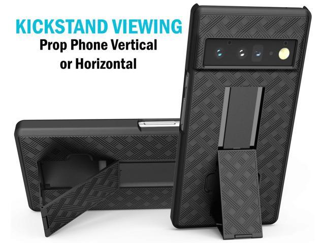Black Hard Case Cover Stand and Belt Clip Holster Combo for Google Pixel 6 Pro