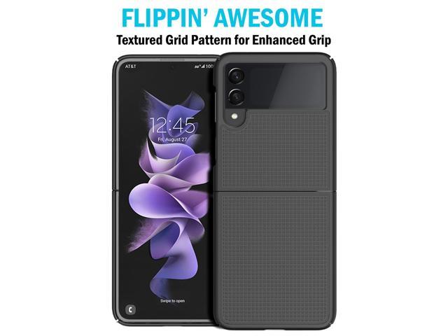 Black Grid Textured Hard Case Slim Phone Cover for Samsung Galaxy Z Flip 3 5G