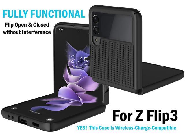 Black Grid Textured Hard Case Slim Phone Cover for Samsung Galaxy Z Flip 3 5G