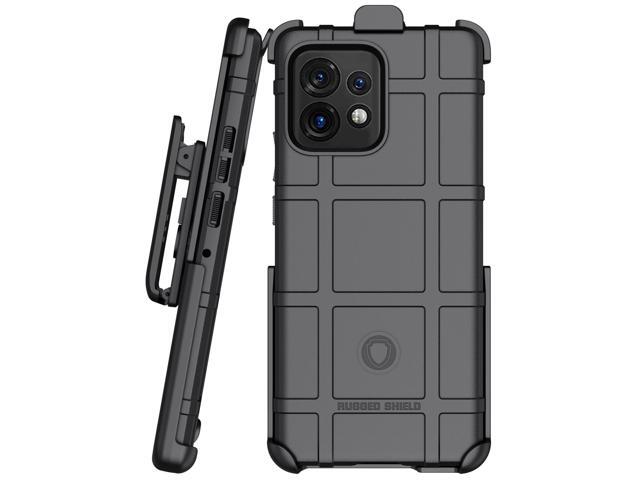 Black Rugged Case and Belt Clip Holster for Motorola Edge Plus 2023
