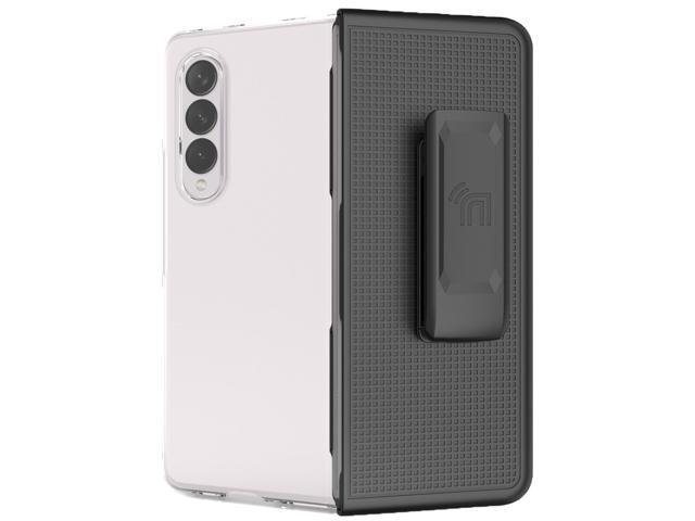 Clear Hard Case Cover and Belt Clip Holster Combo for Samsung Galaxy Z Fold 4 5G