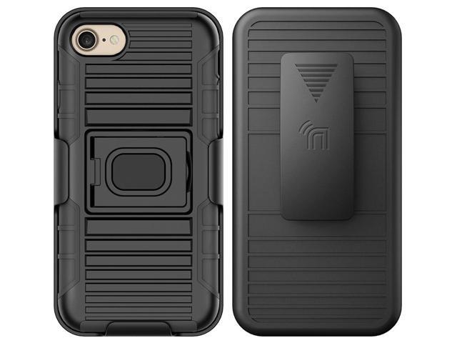Black Rugged Case Stand Belt Clip Magnetic Car Mount for iPhone SE 2022/2020