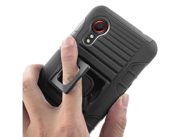Black Rugged Grip Case with Ring Stand and Belt Clip for Samsung Galaxy XCover 5